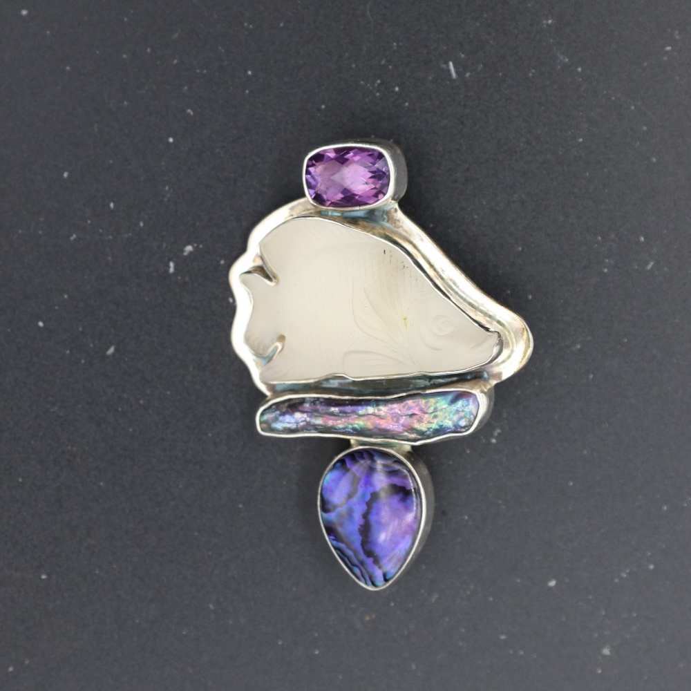 Vintage Amy Kahn Russell Pin/Pendant AKR silver